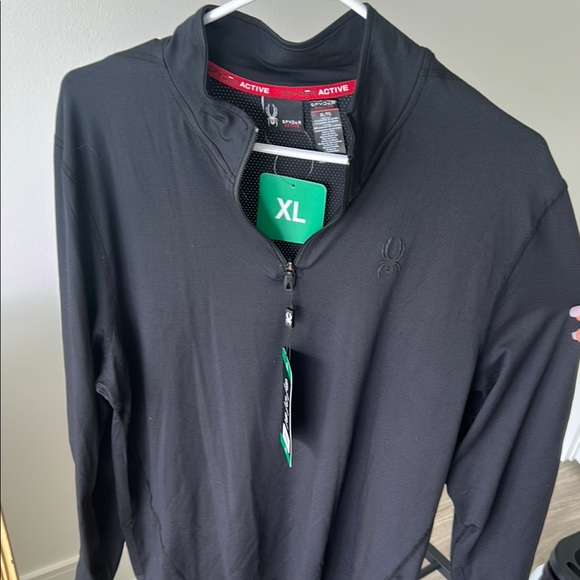 Spyder Active Men’s Long Sleeve- Black. Quarter Zip - Picture 1 of 4